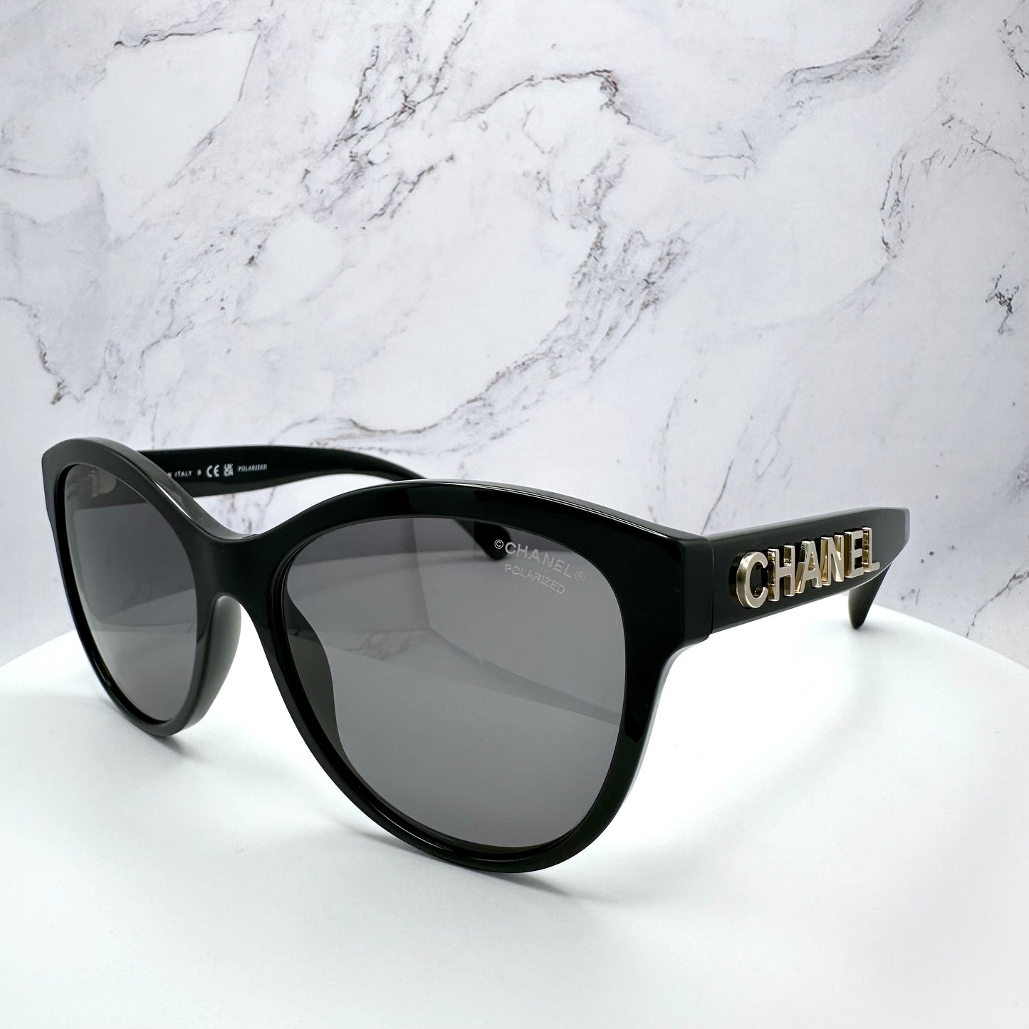 CHANEL Sunglasses New Polarized Pantos Black Gold