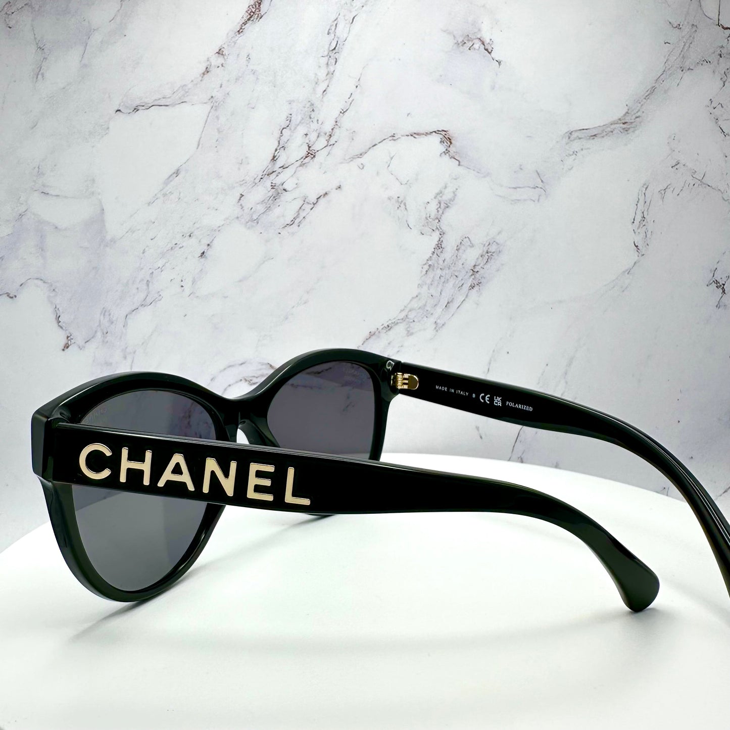 CHANEL Sunglasses New Polarized Pantos Black Gold