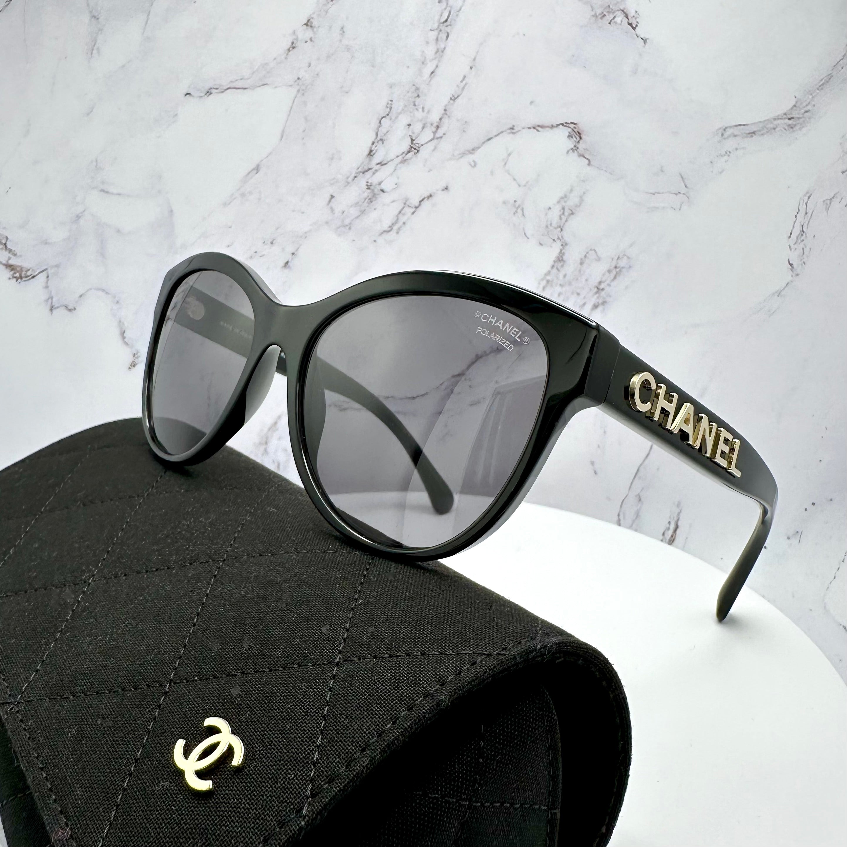 Chanel 4251 sale Pantos Black and Goldtone metal frame Sunglasses