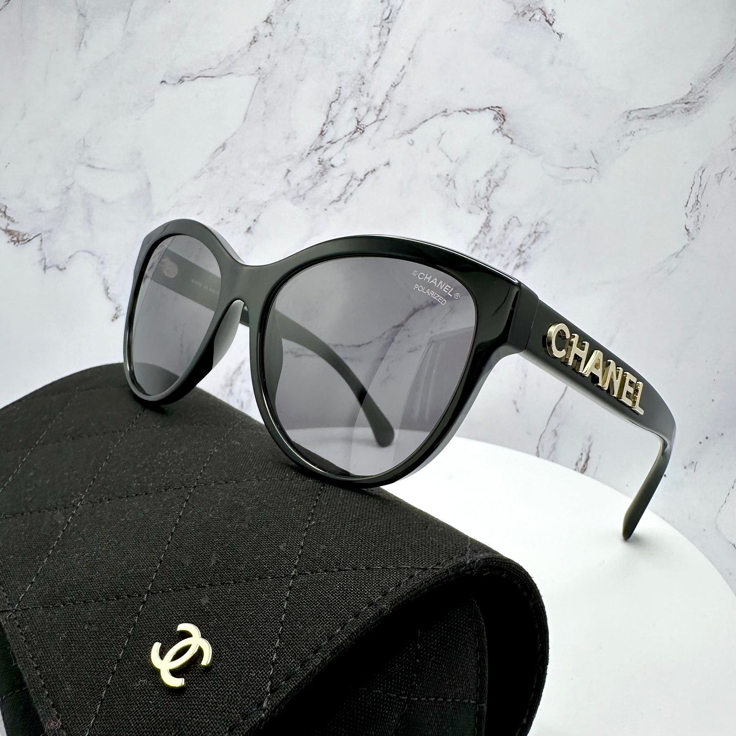 Chanel Sunglasses Pantos Round Cat Eye Black  CH5458