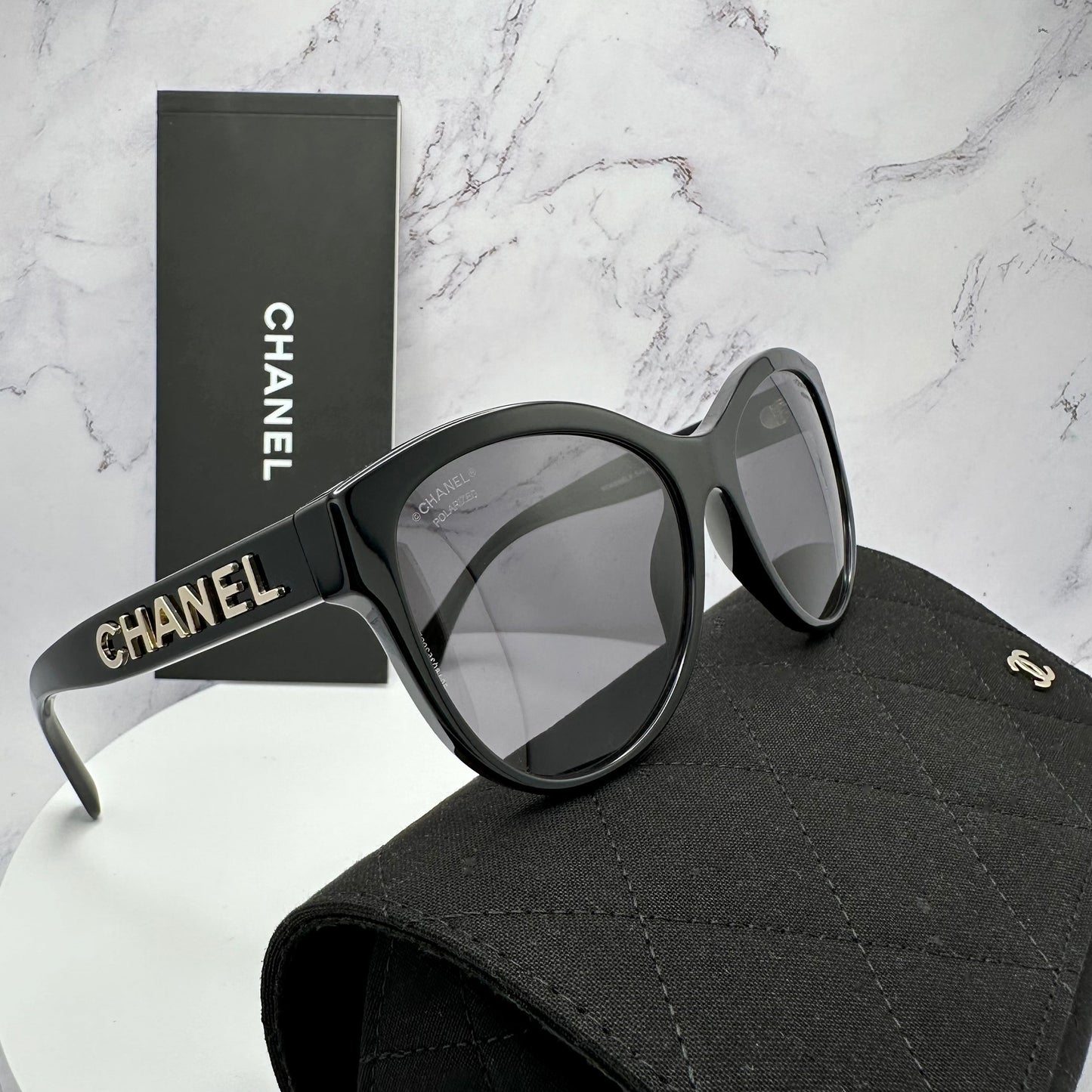 Chanel Sunglasses Pantos Round Cat Eye Black CH5458