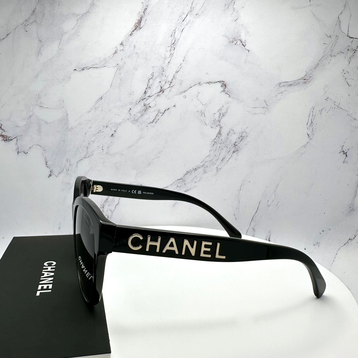 CHANEL Sunglasses New Polarized Pantos Black Gold