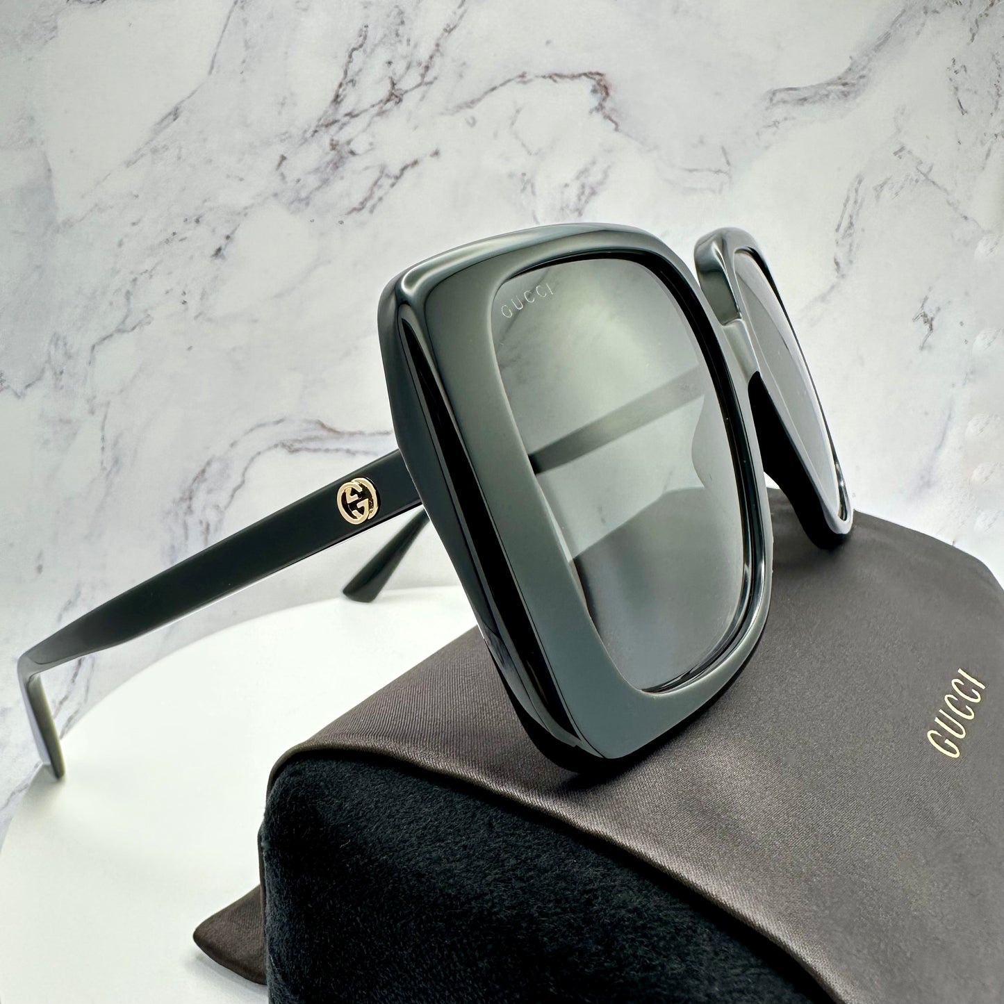 Gucci Black Gold Sunglasses GG Logo GG1314S 001