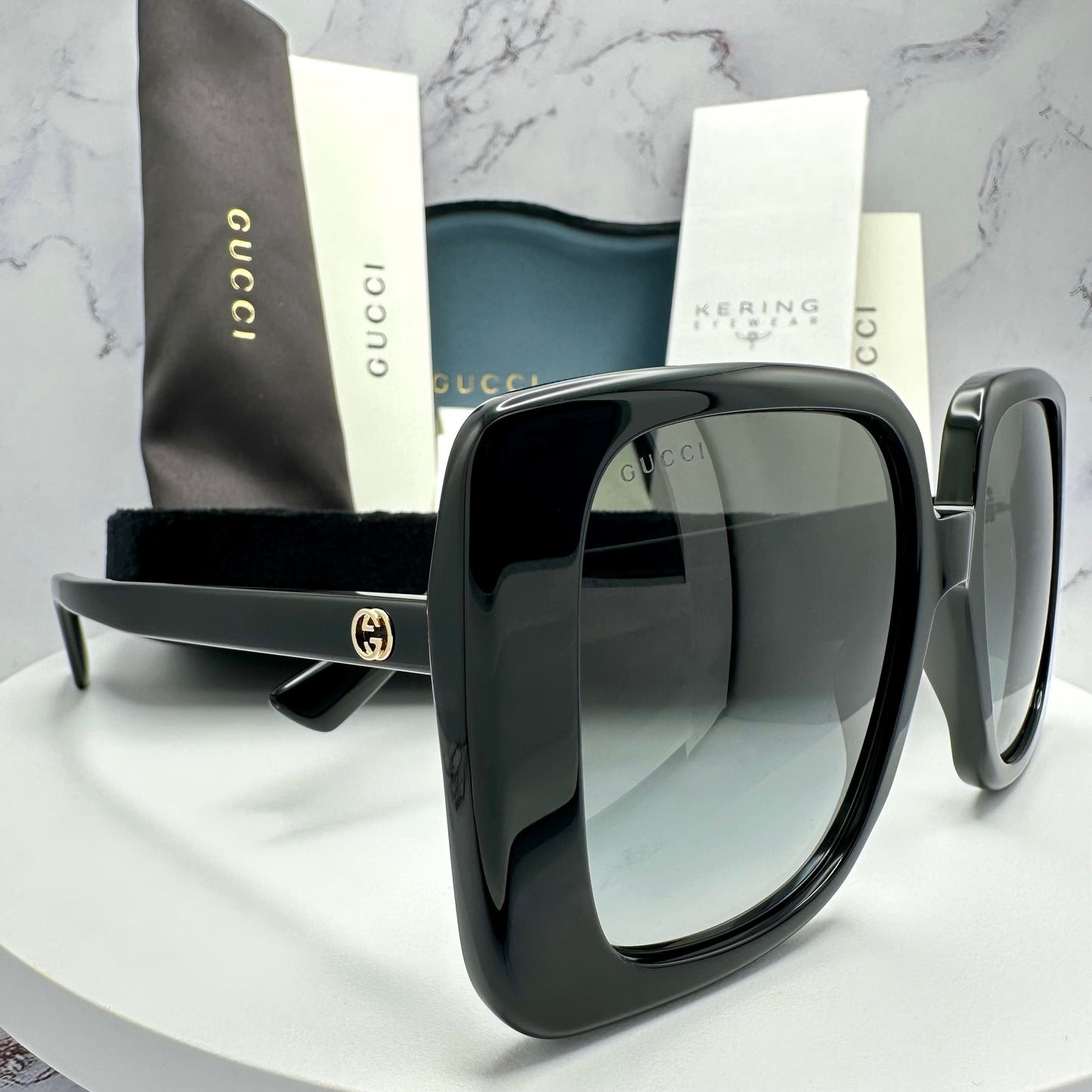 Gucci Black Gold Sunglasses GG Logo GG1314S 001