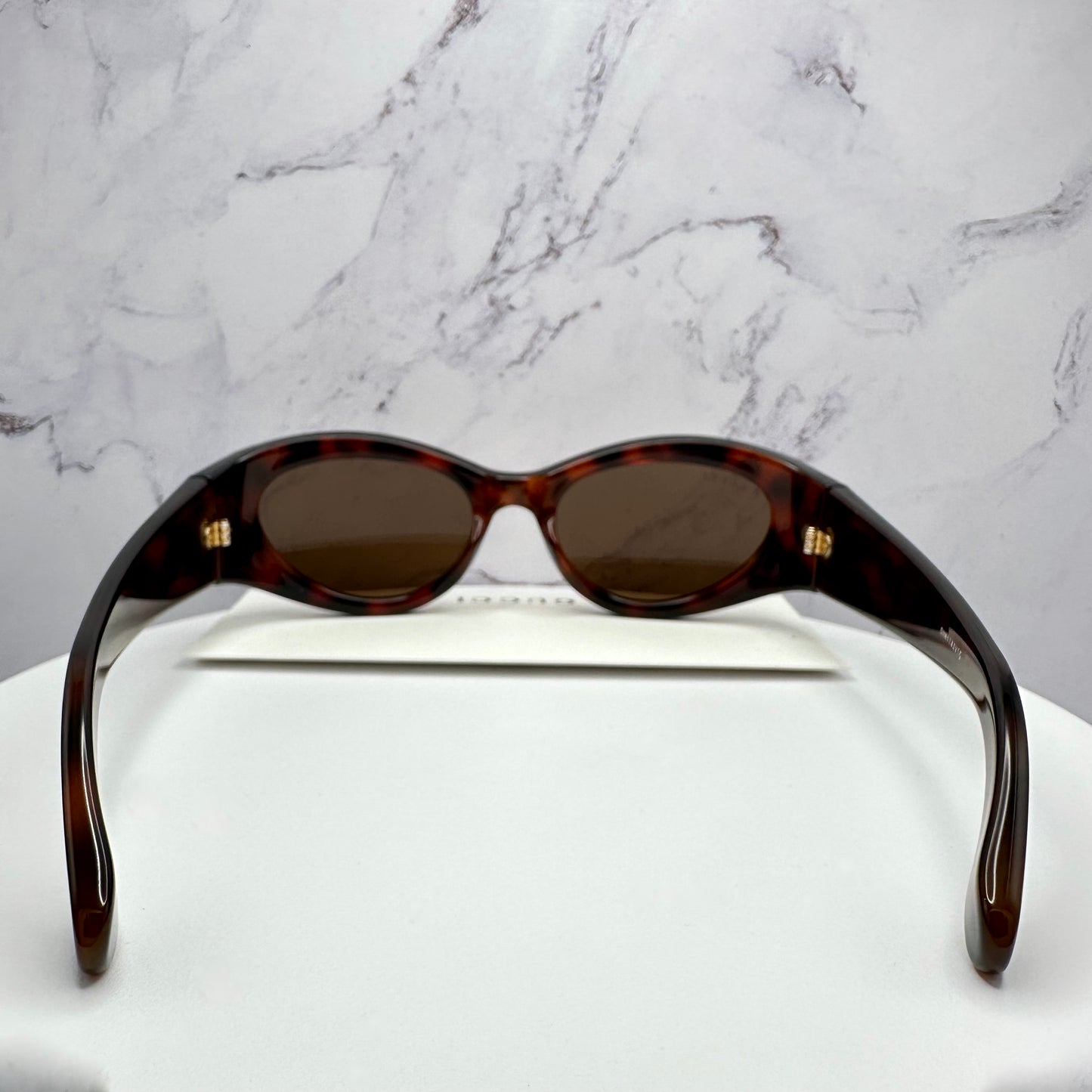 Gucci Brown Gold Metal Logo Sunglasses Oval Wrap Mask GG1401S 002