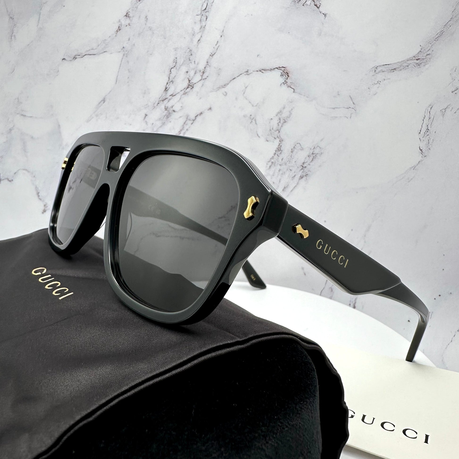 Gucci Black Pilot Aviator Sunglasses GG1263S 001