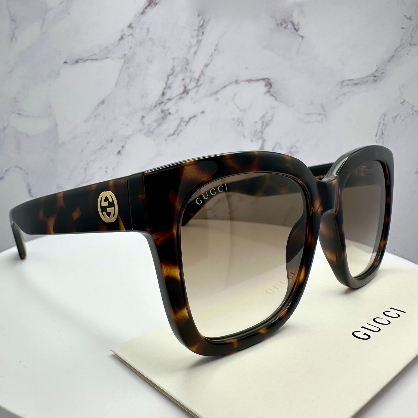 Gucci Brown Gold Sunglasses GG Logo GG1338S 003