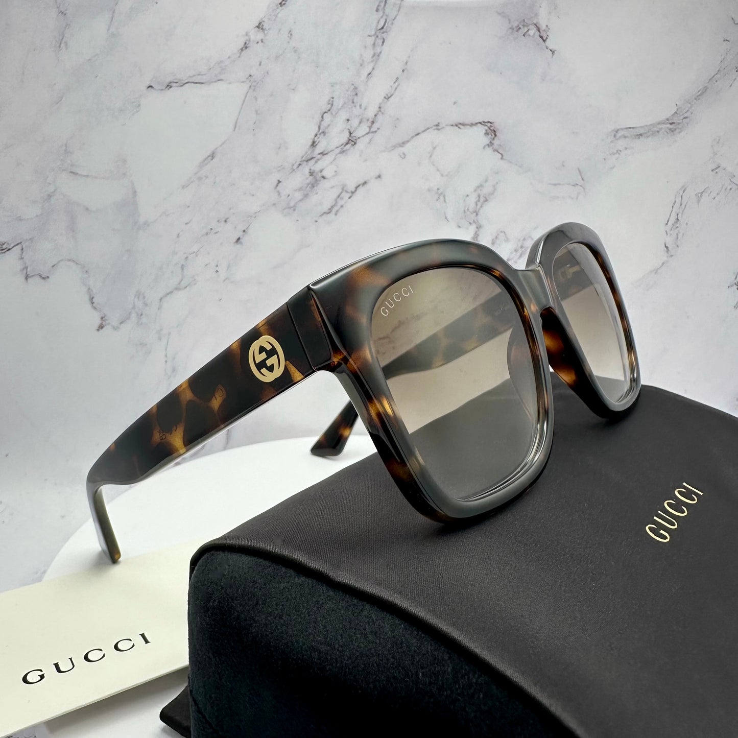 Gucci Brown Gold Sunglasses GG Logo GG1338S 003