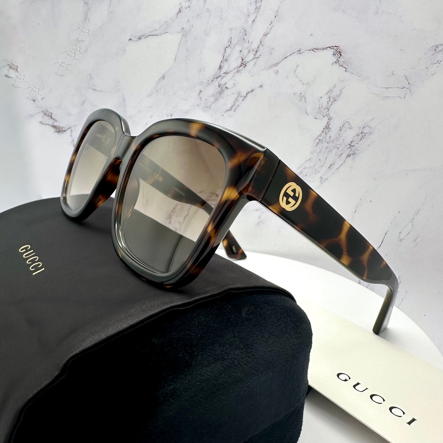 Gucci Brown Gold Sunglasses GG Logo GG1338S 003