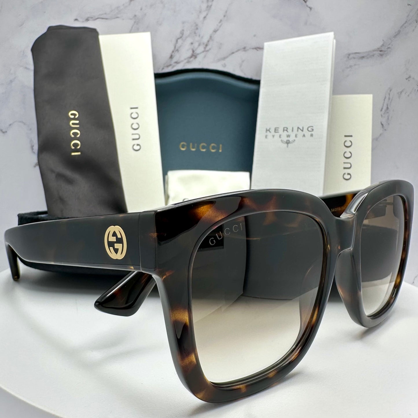 Gucci Brown Gold Sunglasses GG Logo GG1338S 003