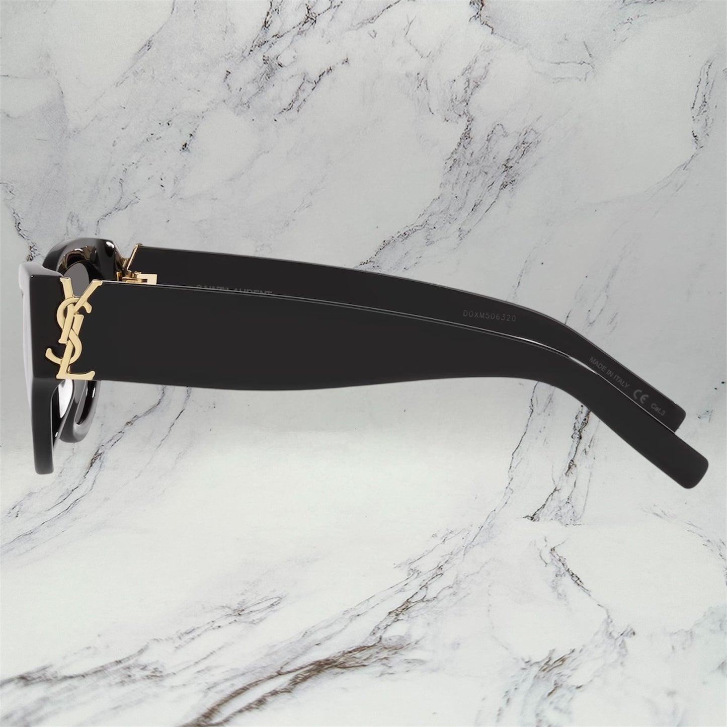 SAINT LAURENT Sunglasses Black Gold YSL Metal Logo SLM94