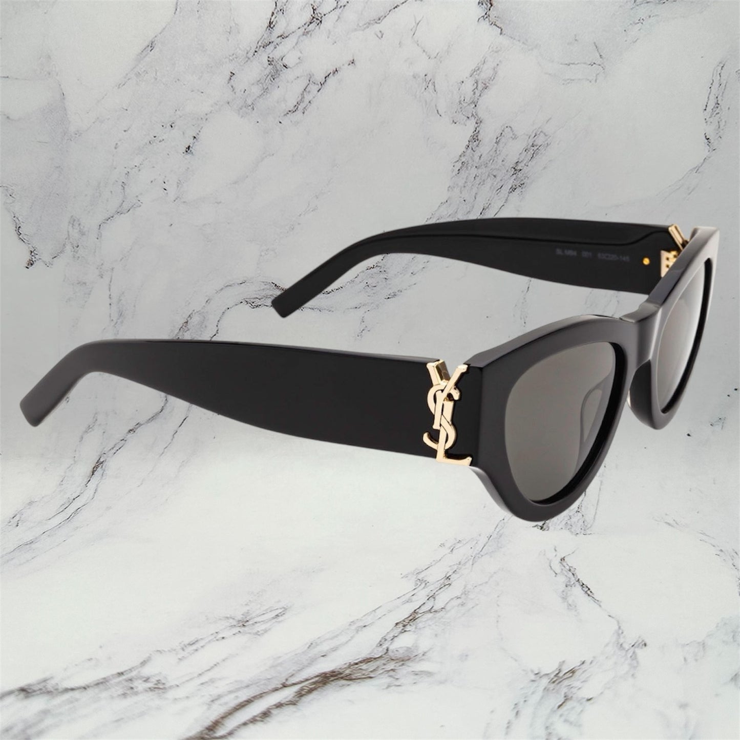 SAINT LAURENT Sunglasses Black Gold YSL Metal Logo SLM94