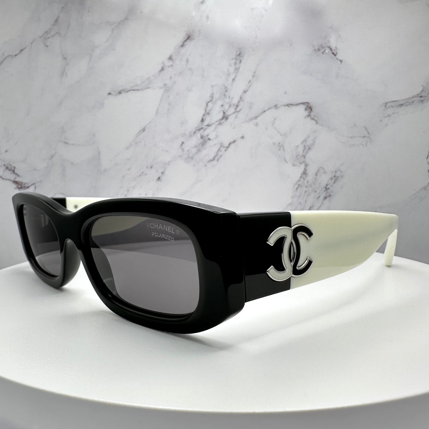 Chanel Sunglasses CC Logo CH5525 Black & White Polarized