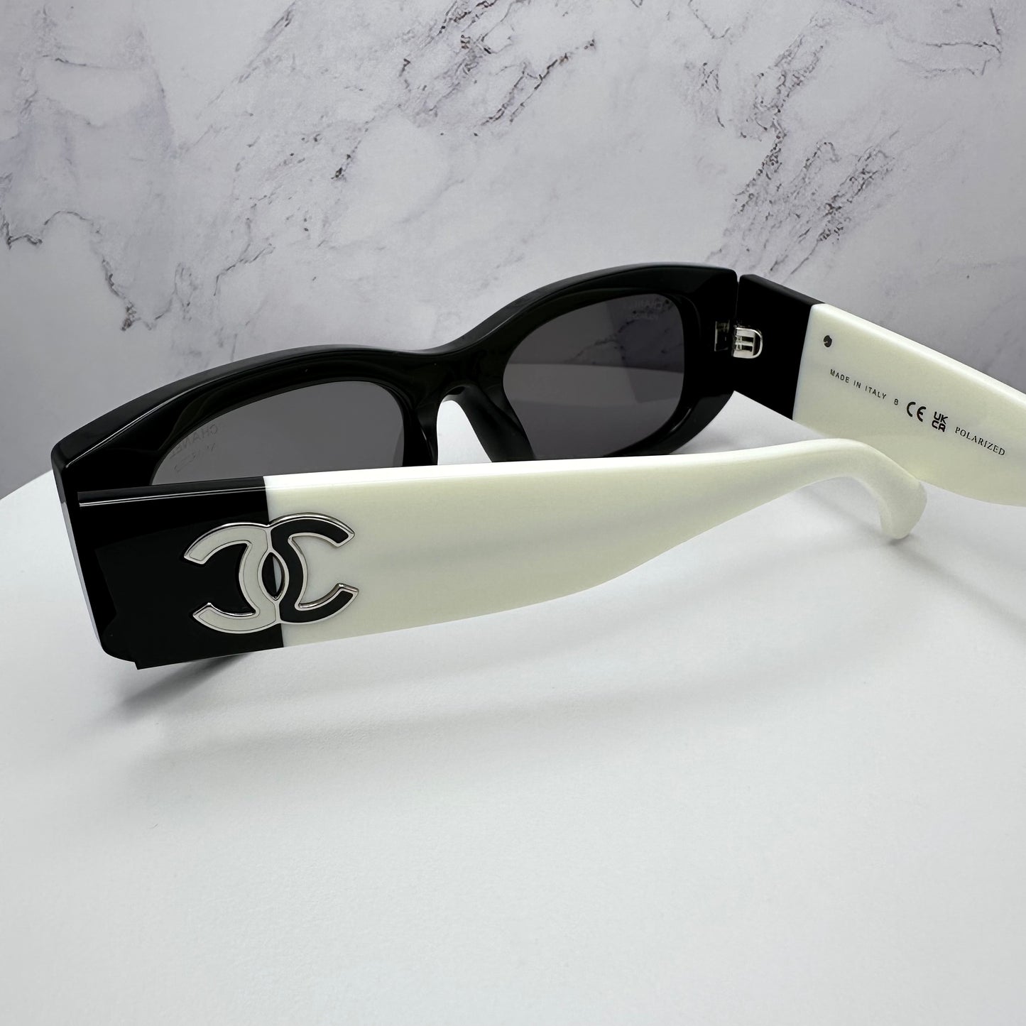 Chanel Sunglasses CC Logo CH5525 Black & White Polarized