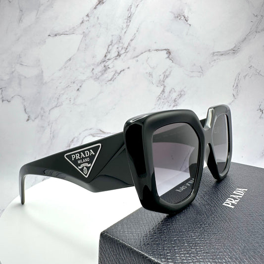 Prada Sunglasses New Black PR 14ZS Triangle Logo