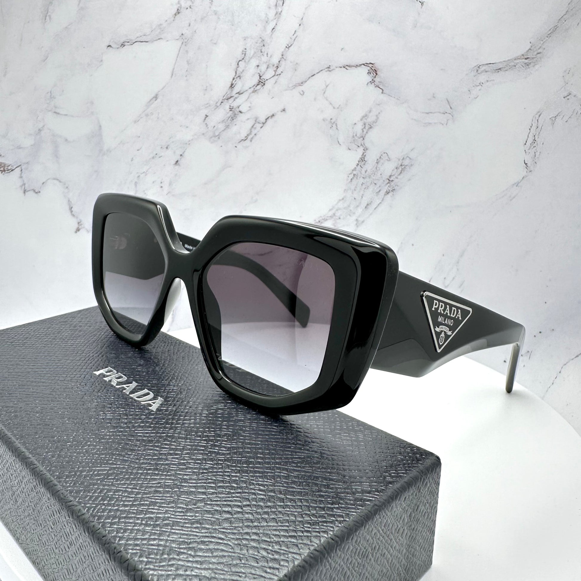 Prada Sunglasses New Black PR 14ZS Triangle Logo