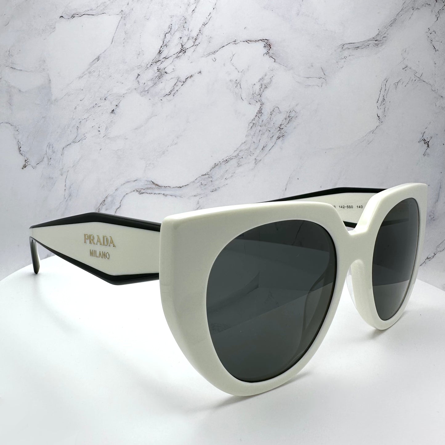 Prada PR14WS Sunglasses Black White Cat Eye Womens