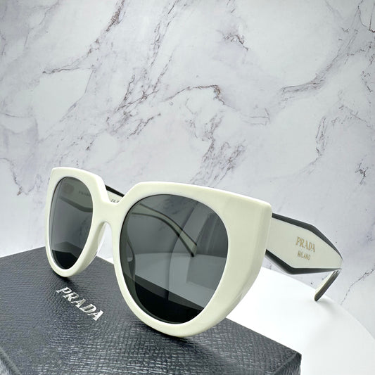 Prada PR14WS Sunglasses Black White Cat Eye Womens