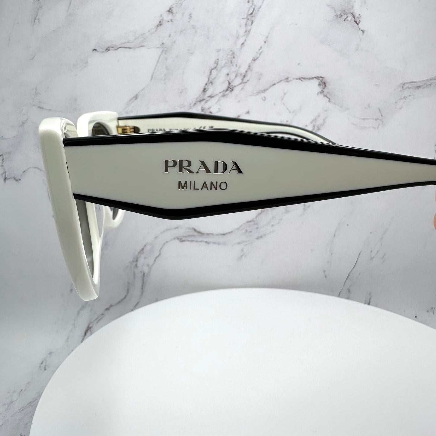 Prada PR14WS Sunglasses Black White Cat Eye Womens