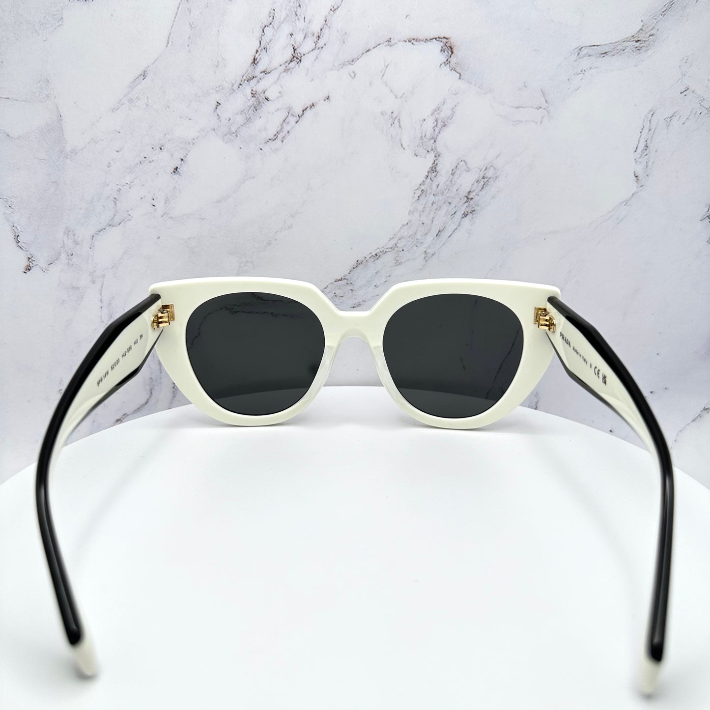 Prada PR14WS Sunglasses Black White Cat Eye Womens