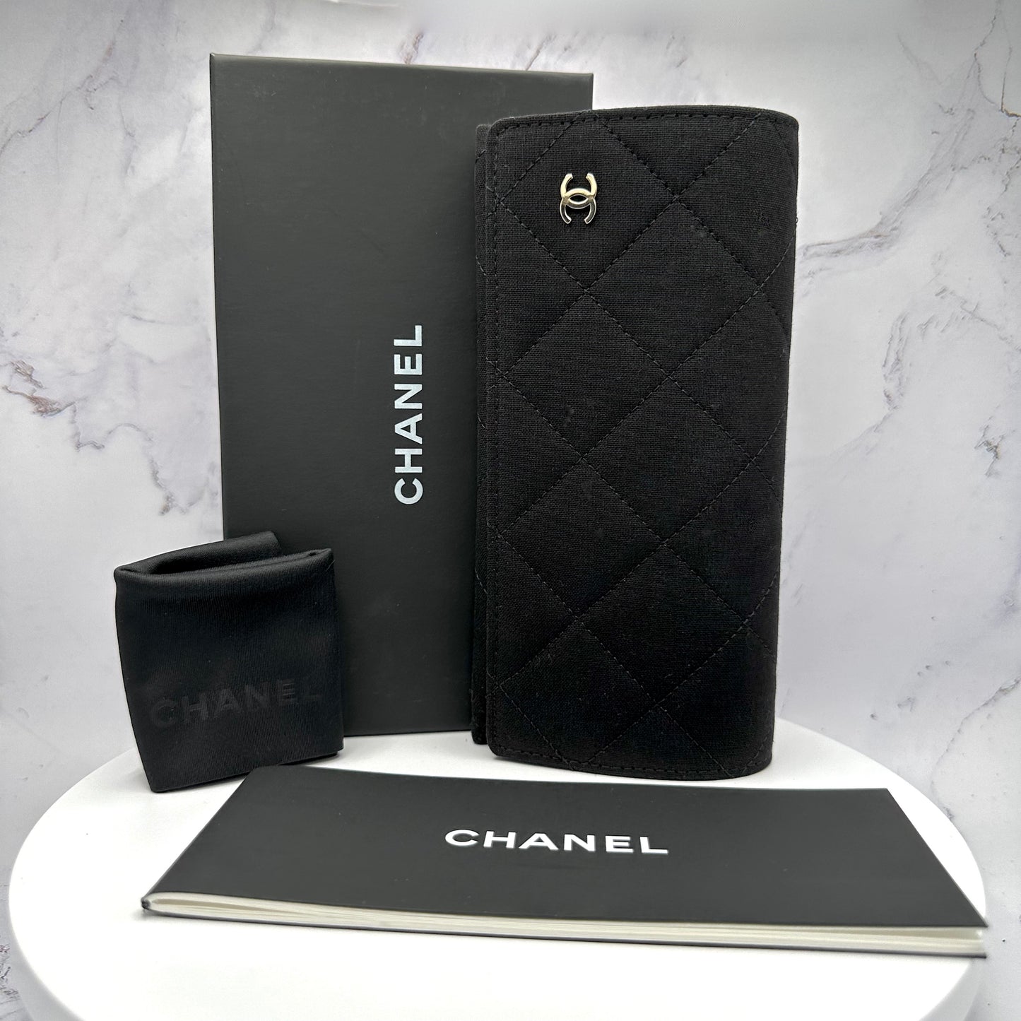 CHANEL Eyeglasses Black Crystal & Leather CC Logo 52-16-140mm