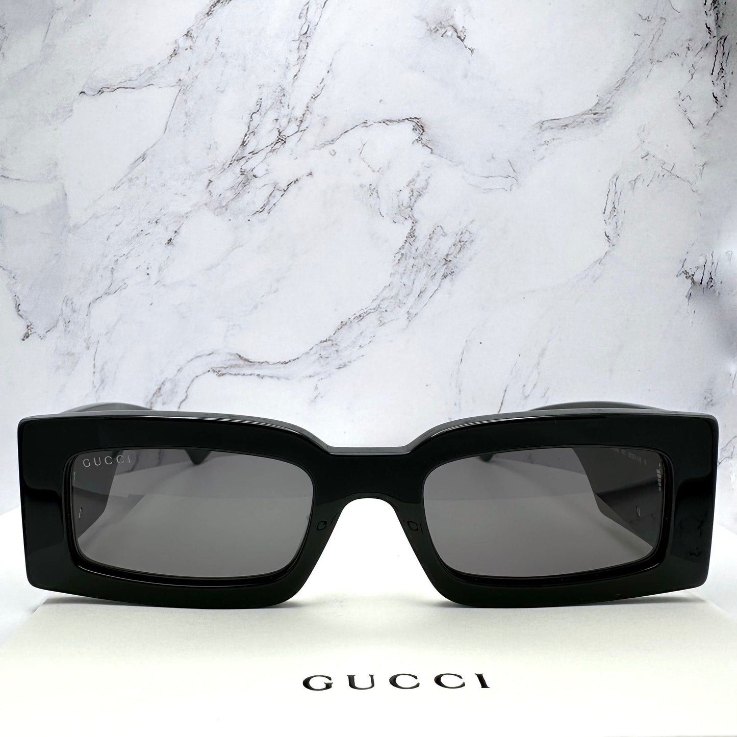 Gucci Black Sunglasses Square Gold GG Logo GG1425S 001