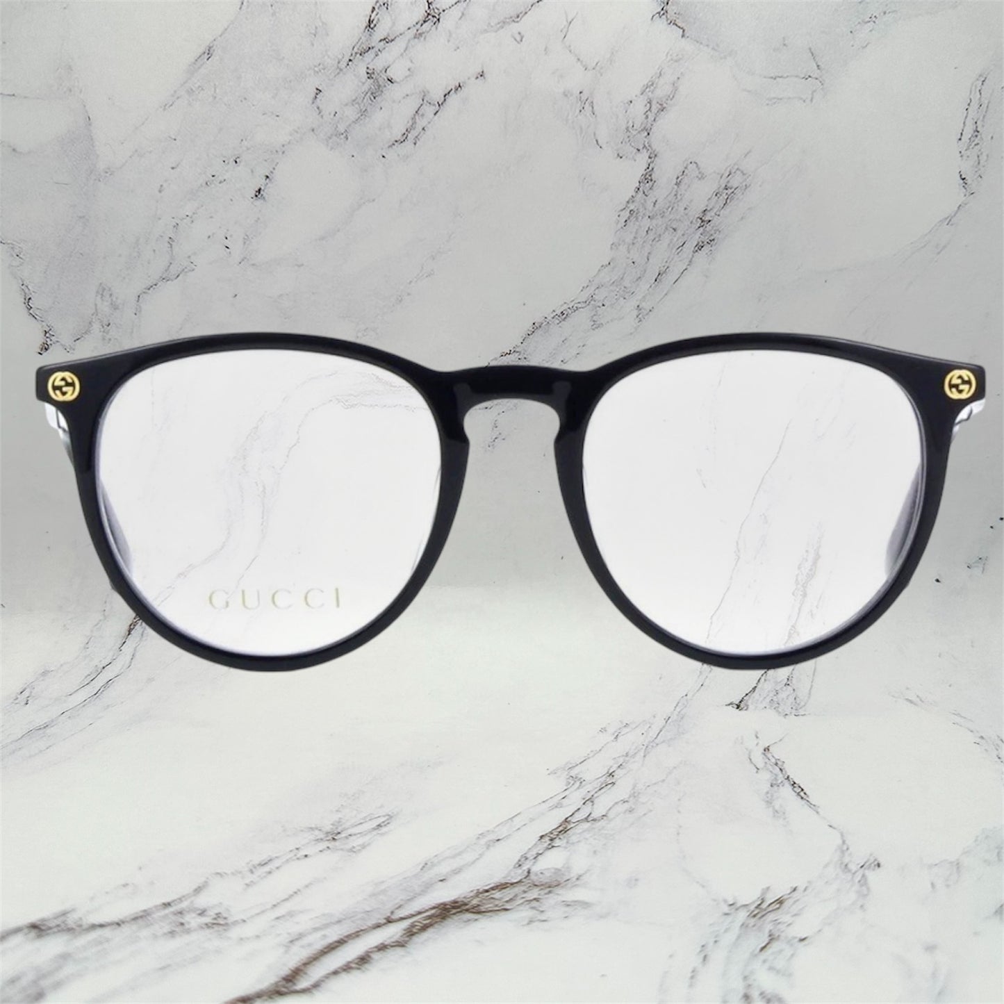 Gucci Eyeglasses New Black Gold GG Logo Rx-able GG0027O 001 Optical Frames