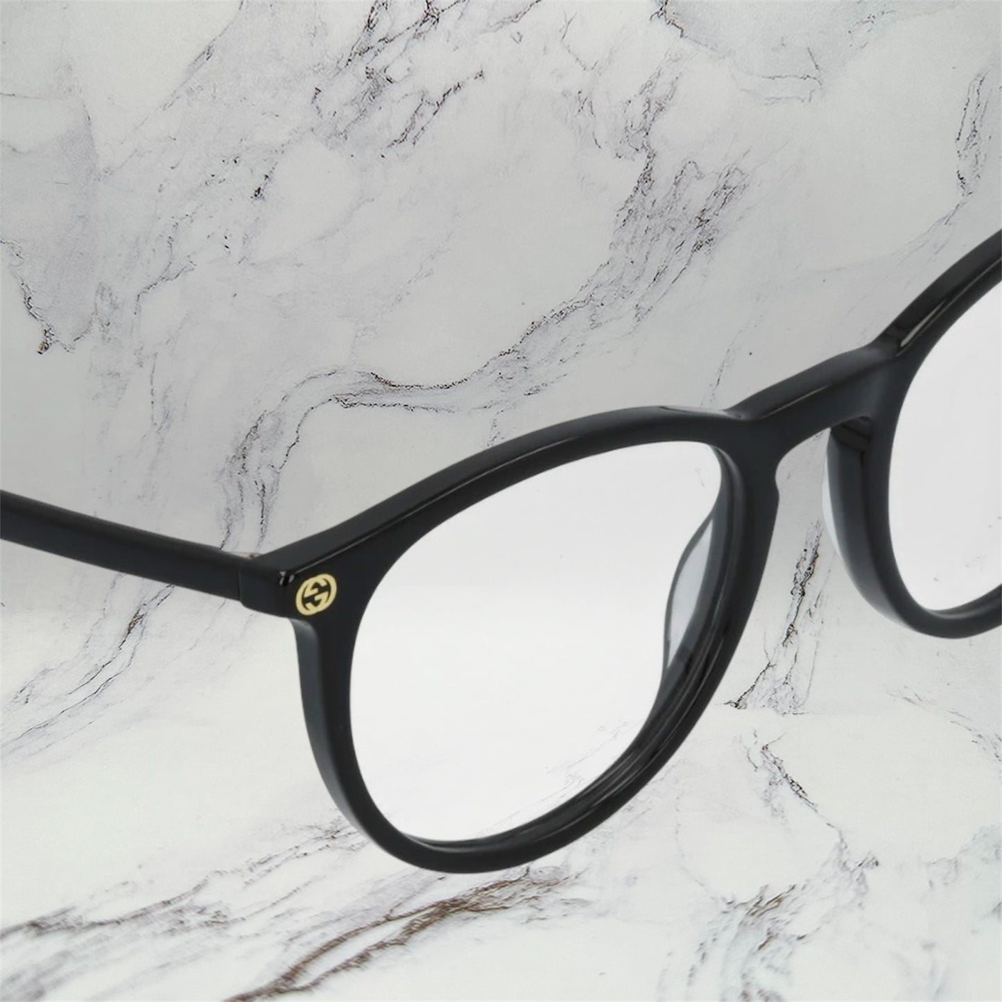 Gucci Eyeglasses New Black Gold GG Logo Rx-able GG0027O 001 Optical Frames