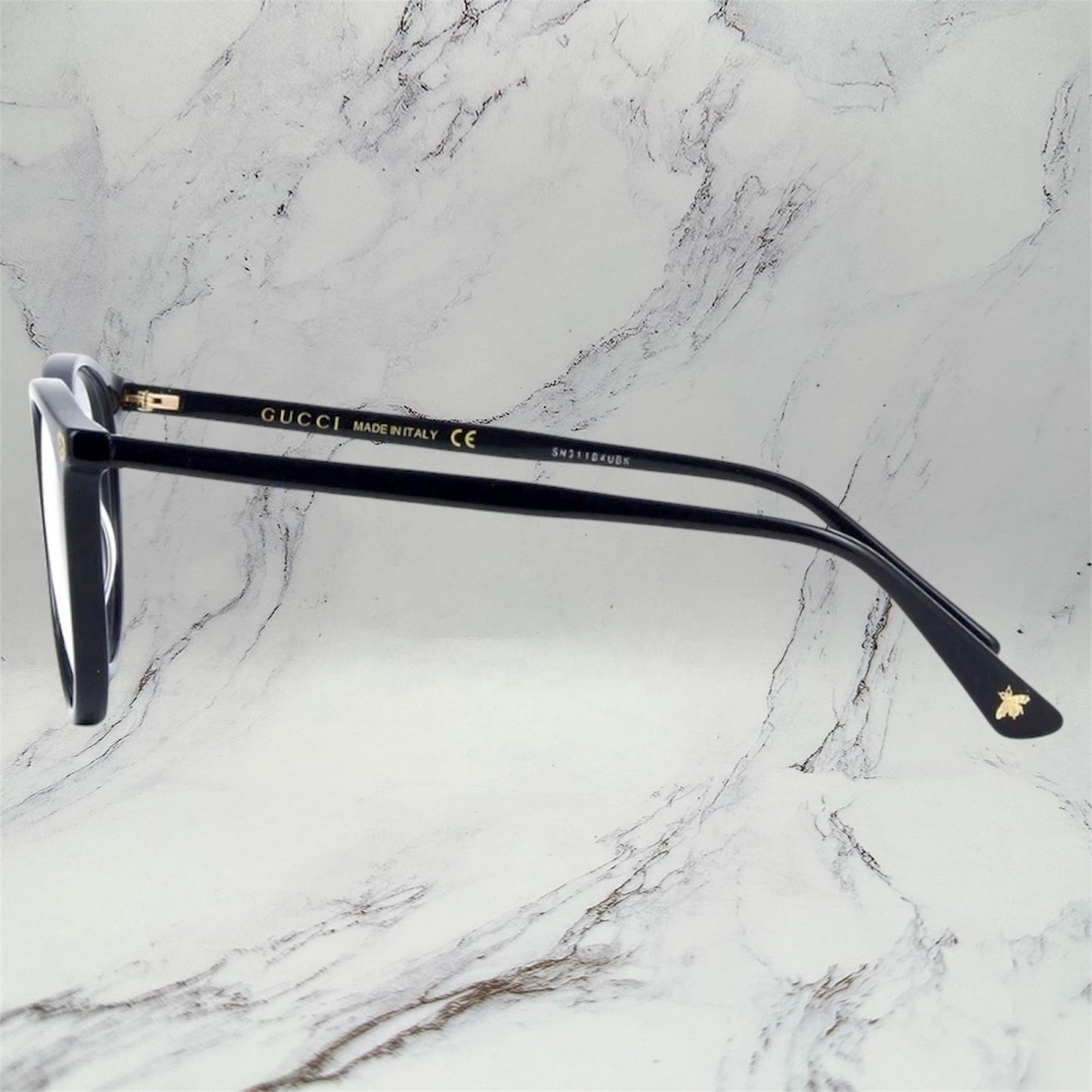 Gucci Eyeglasses New Black Gold GG Logo Rx-able GG0027O 001 Optical Frames