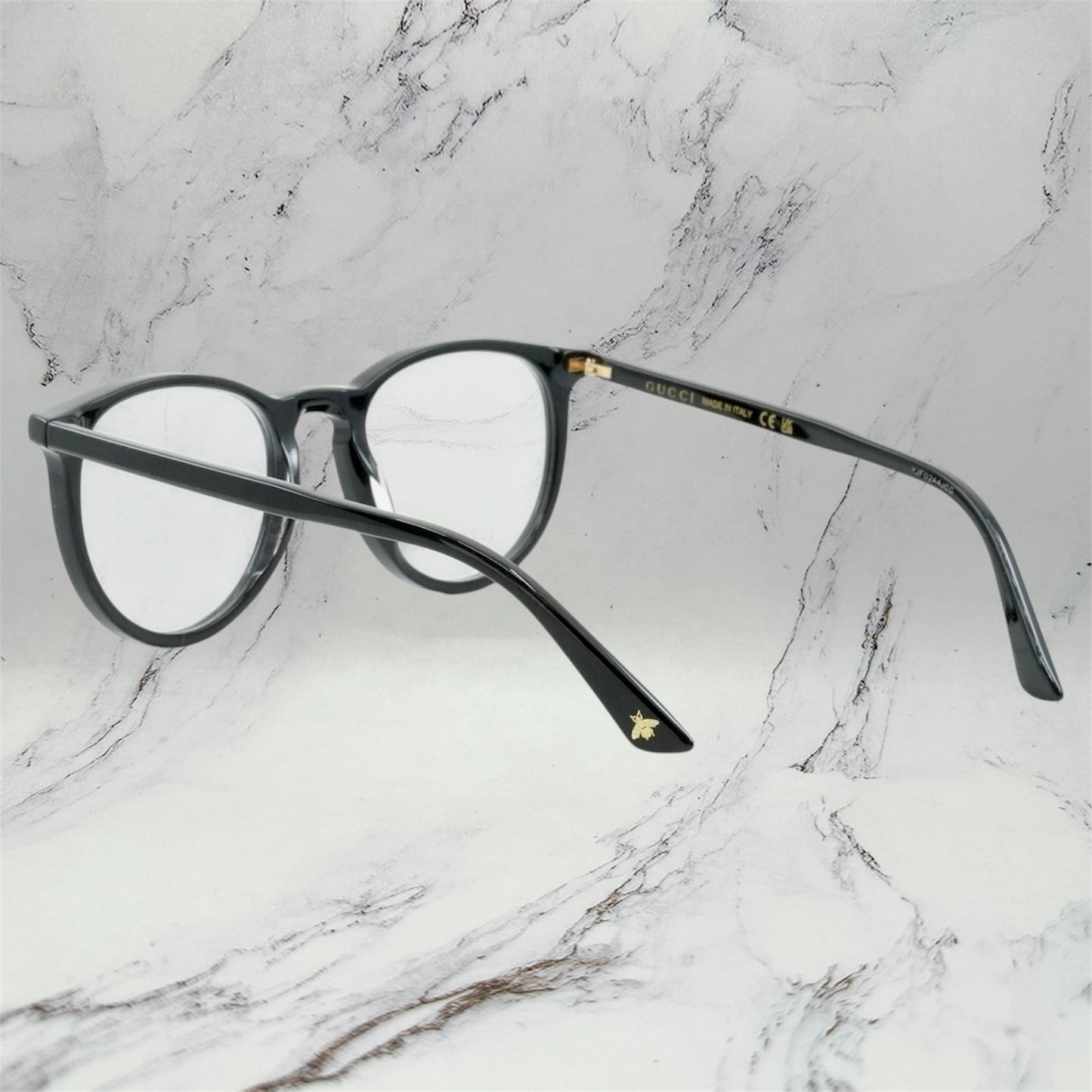 Gucci Eyeglasses New Black Gold GG Logo Rx-able GG0027O 001 Optical Frames