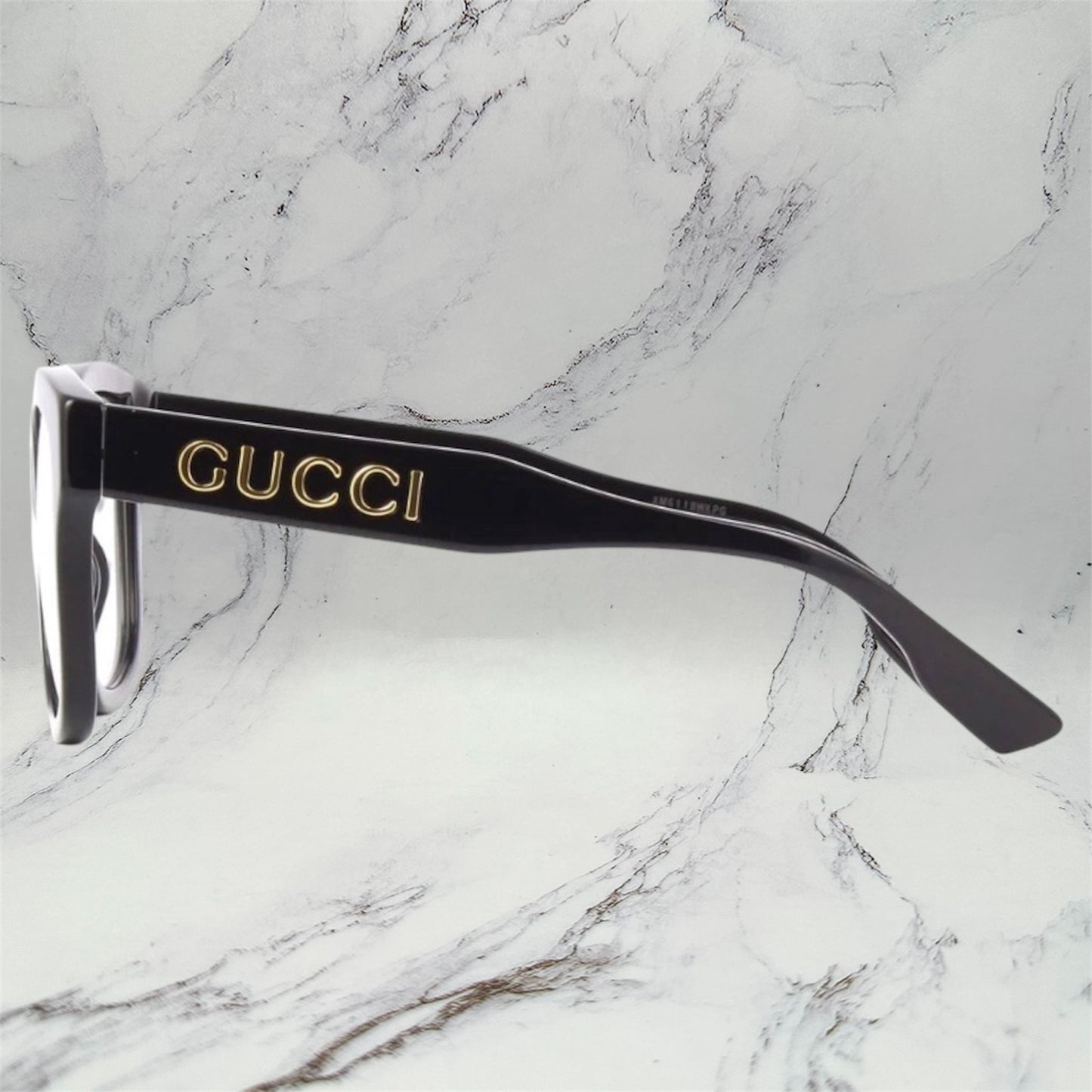 Gucci Eyeglasses New Black Gold Metal Logo Rx-able GG1155O 001 Optical Frames