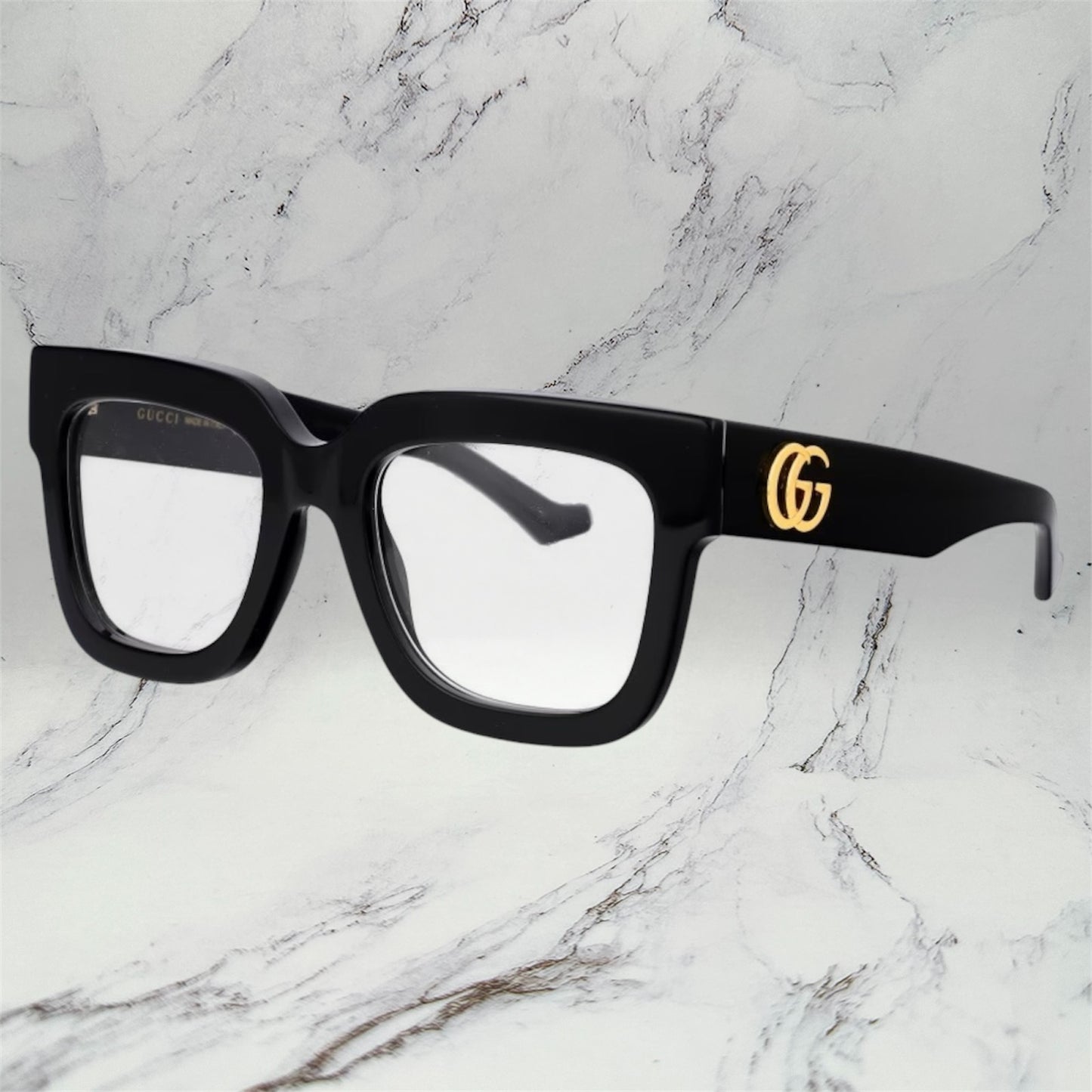 Gucci Eyeglasses New Black Gold Metal Logo Rx-able GG1549O 001 Optical Frames