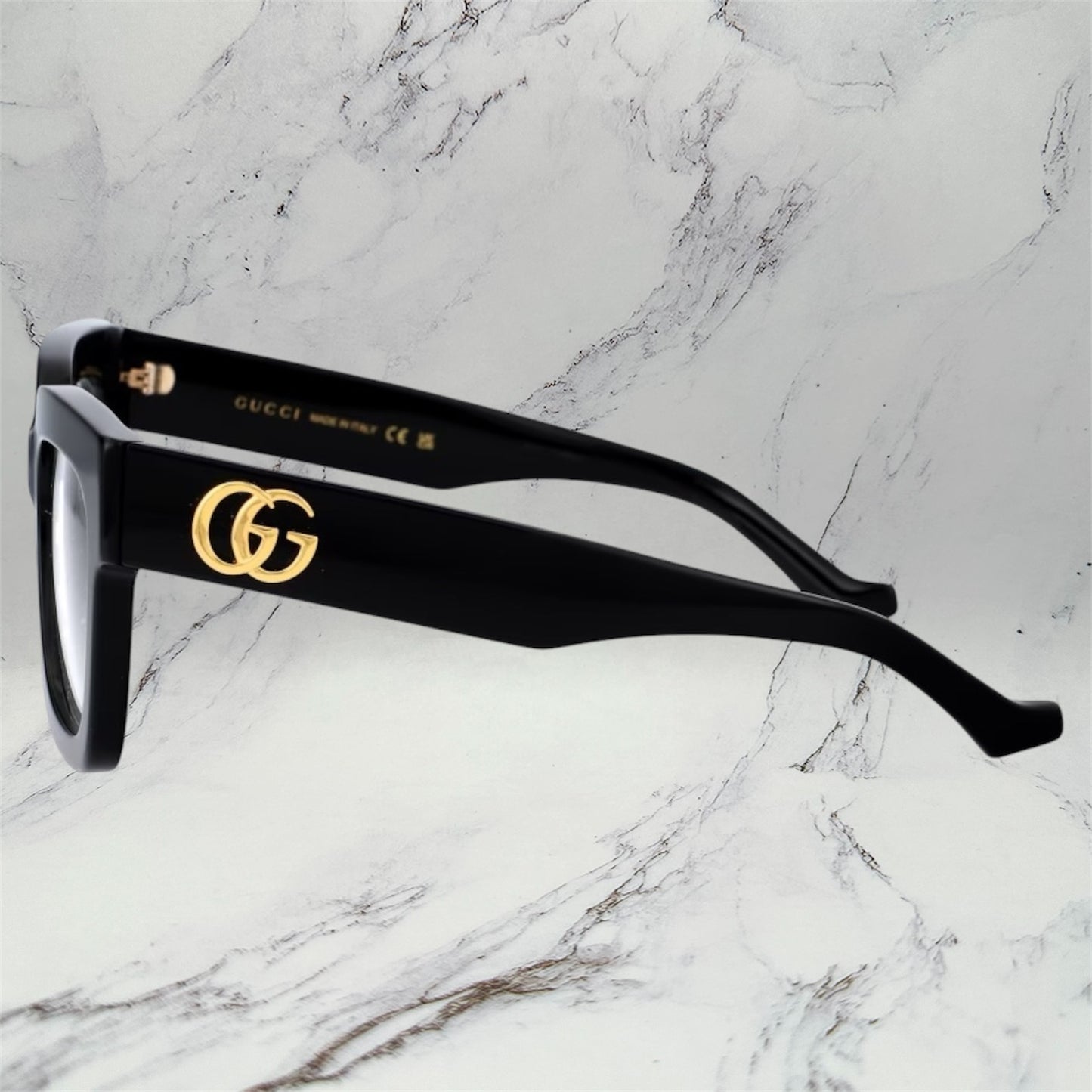 Gucci Eyeglasses New Black Gold Metal Logo Rx-able GG1549O 001 Optical Frames