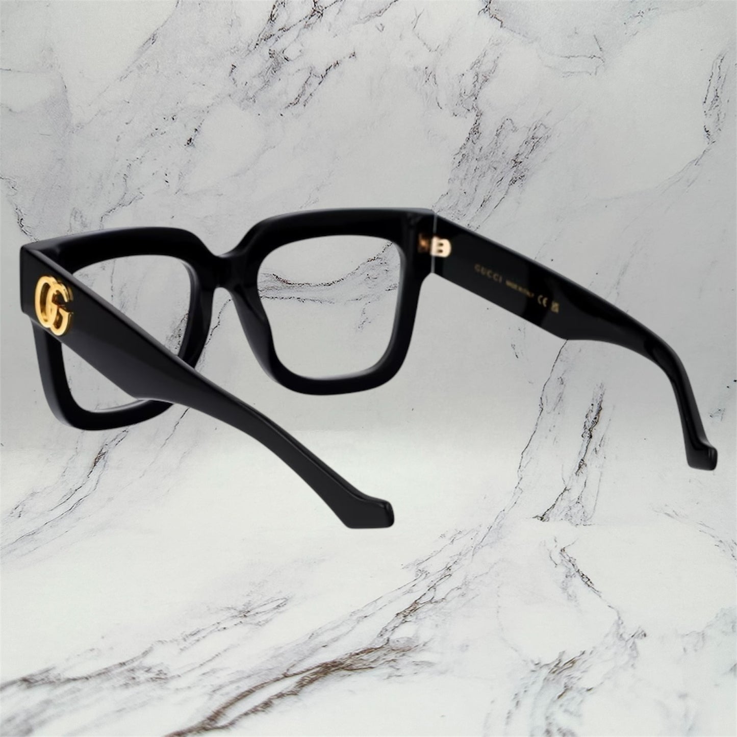 Gucci Eyeglasses New Black Gold Metal Logo Rx-able GG1549O 001 Optical Frames