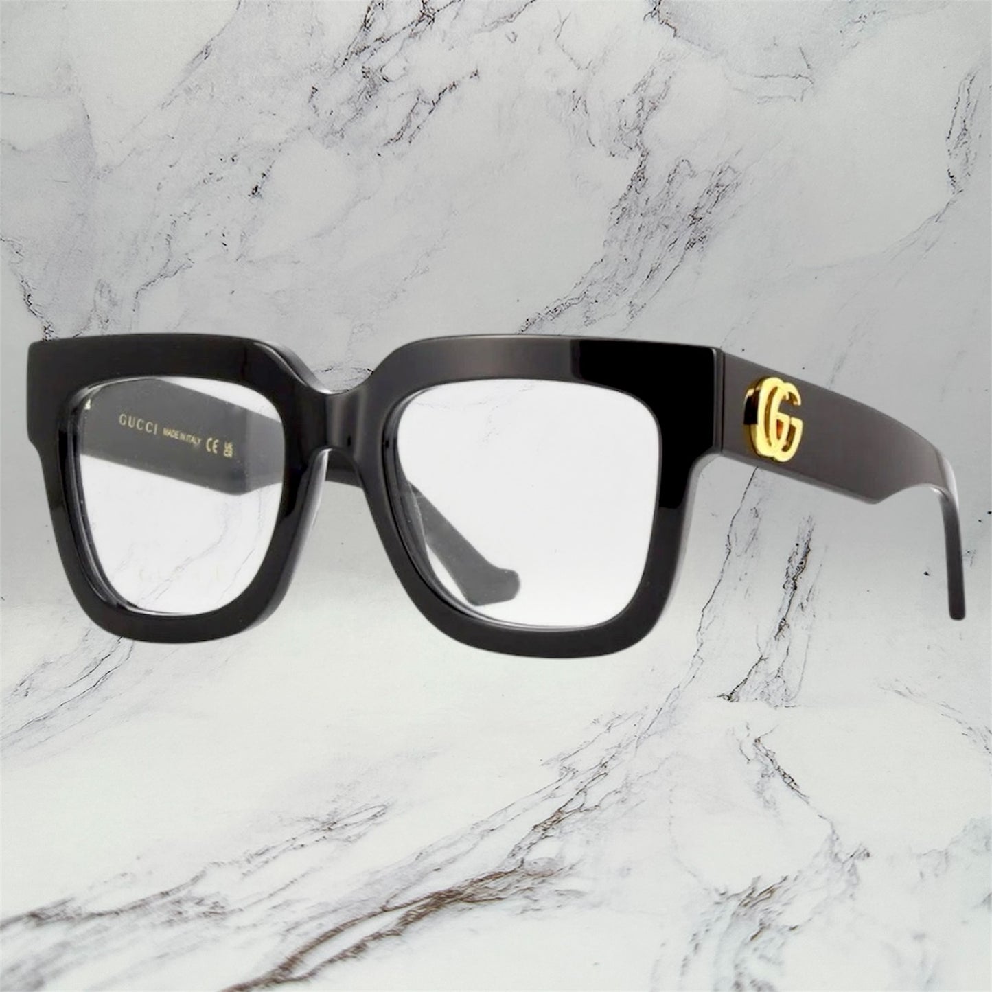 Gucci Eyeglasses New Black Gold Metal Logo Rx-able GG1549O 001 Optical Frames