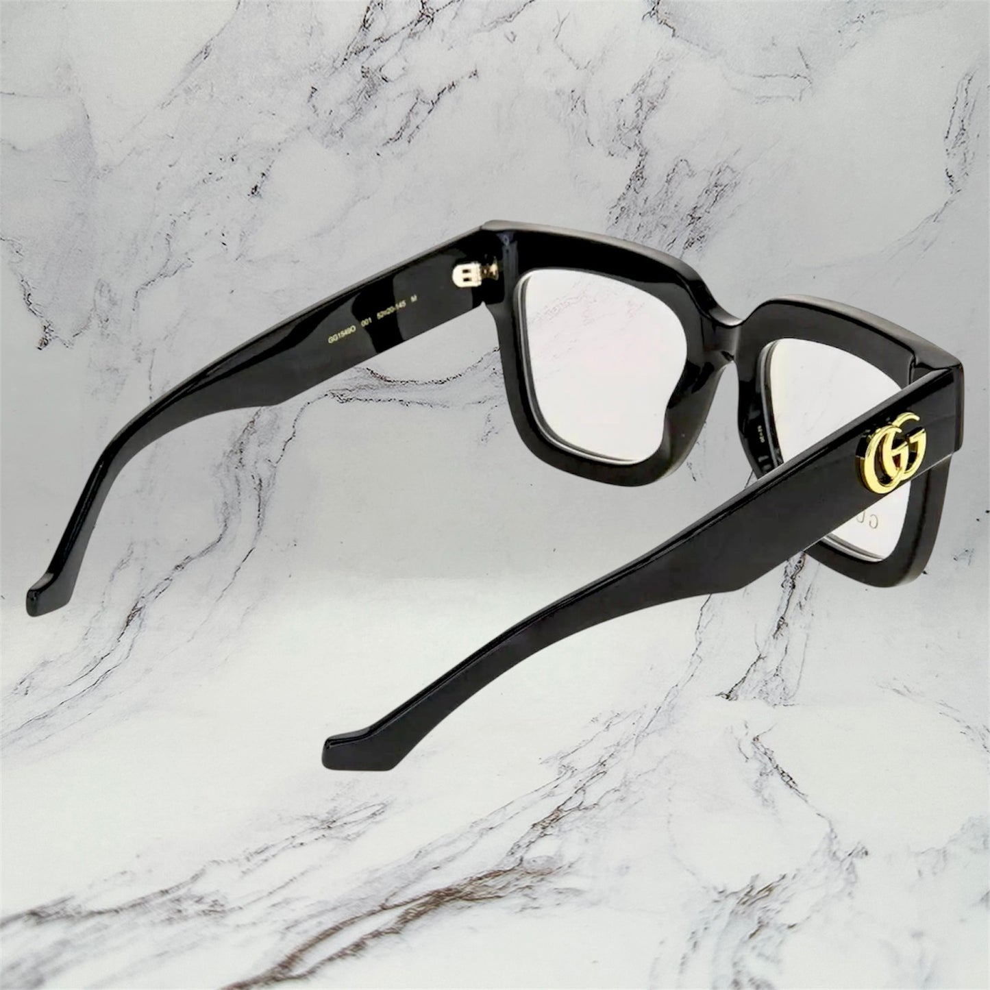 Gucci Eyeglasses New Black Gold Metal Logo Rx-able GG1549O 001 Optical Frames