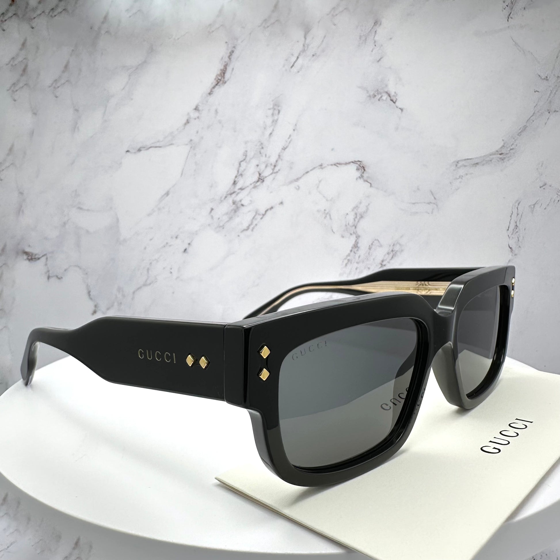 Gucci GG1218S 001 Sunglasses Black Gold Logo