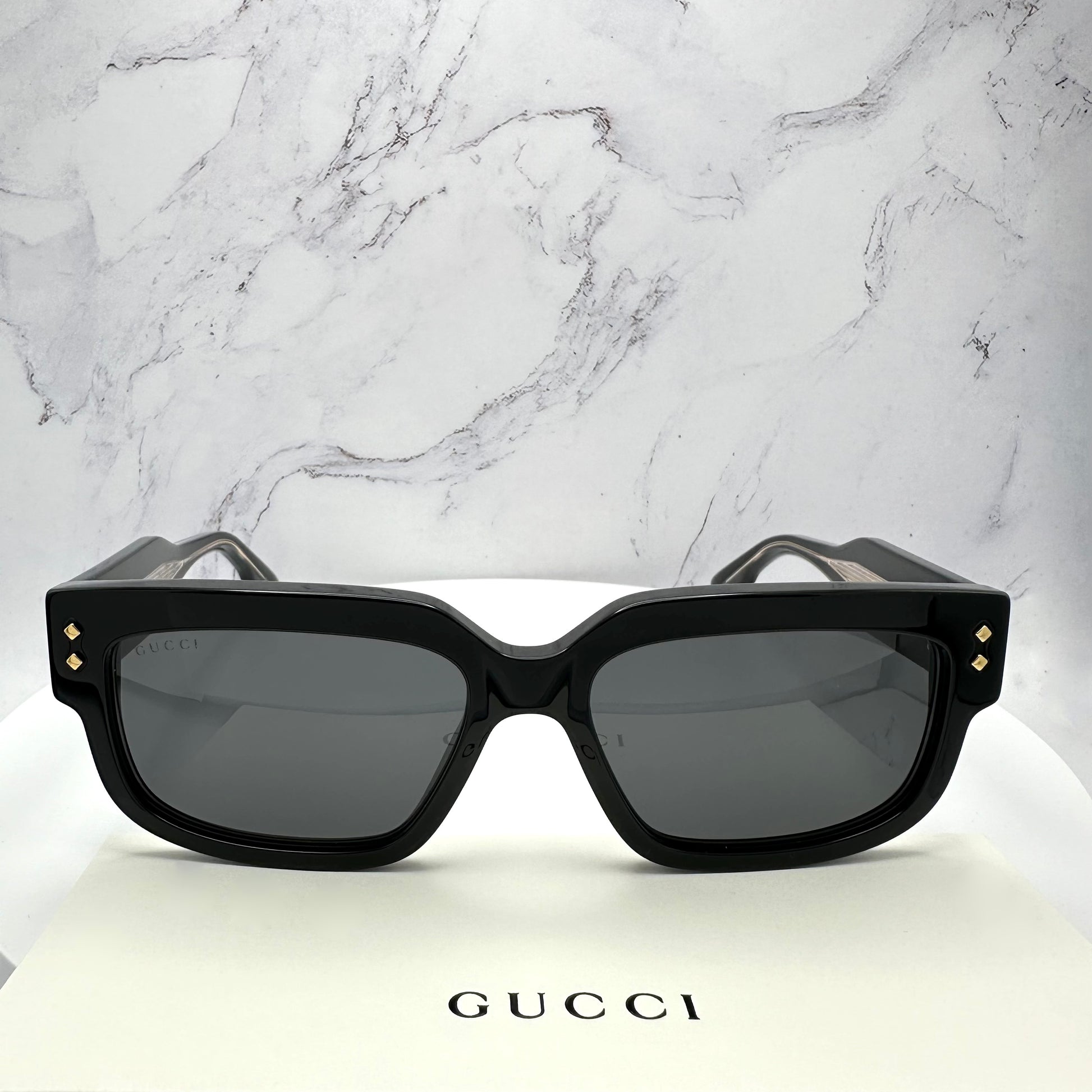 Gucci GG1218S 001 Sunglasses Black Gold Logo