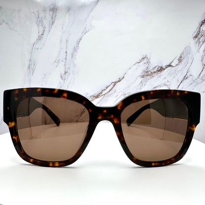 VERSACE VE4437U 108/73 brown sunglasses with gold medusa logo front view