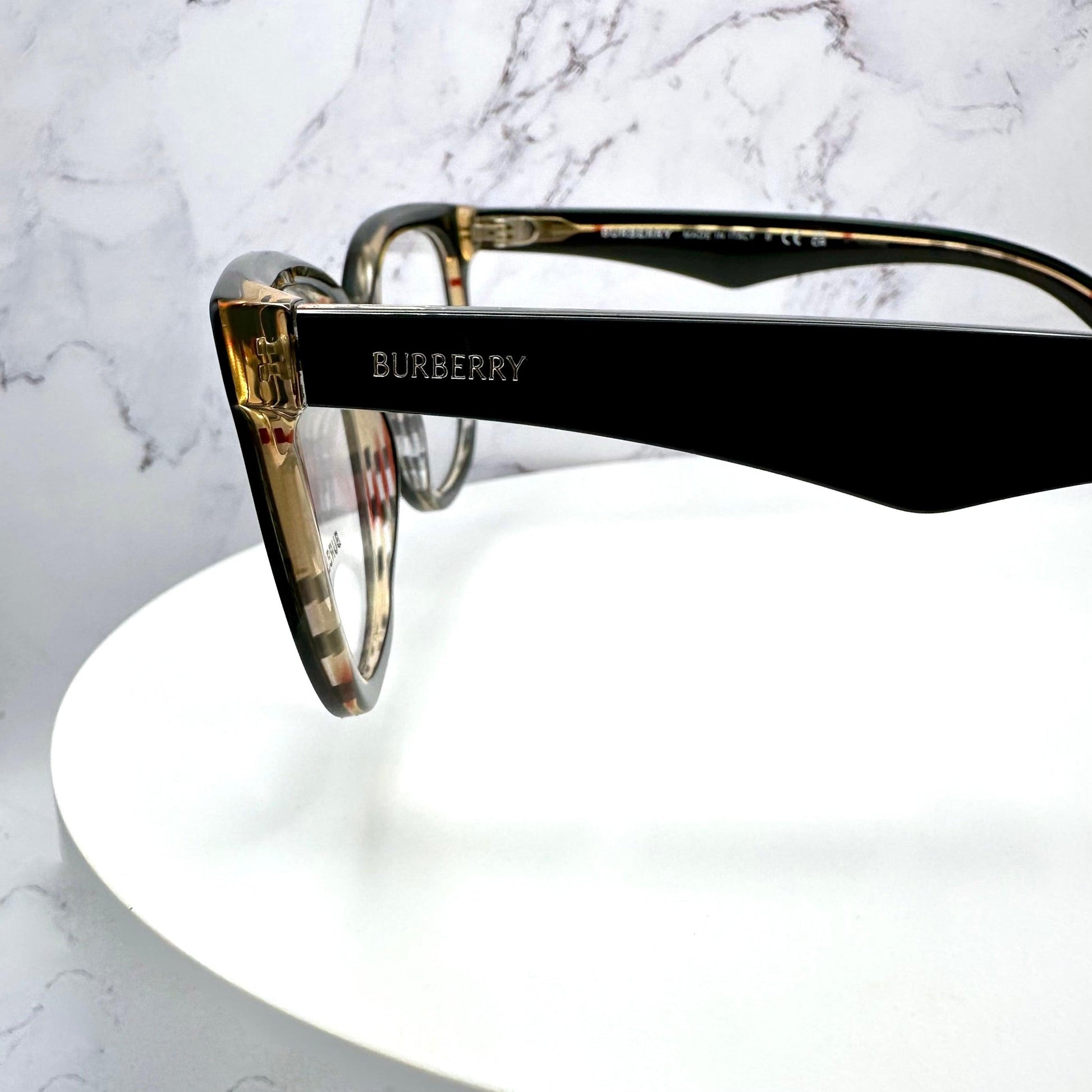 Burberry BE2415 4121 gold logo black acetate eyeglasses