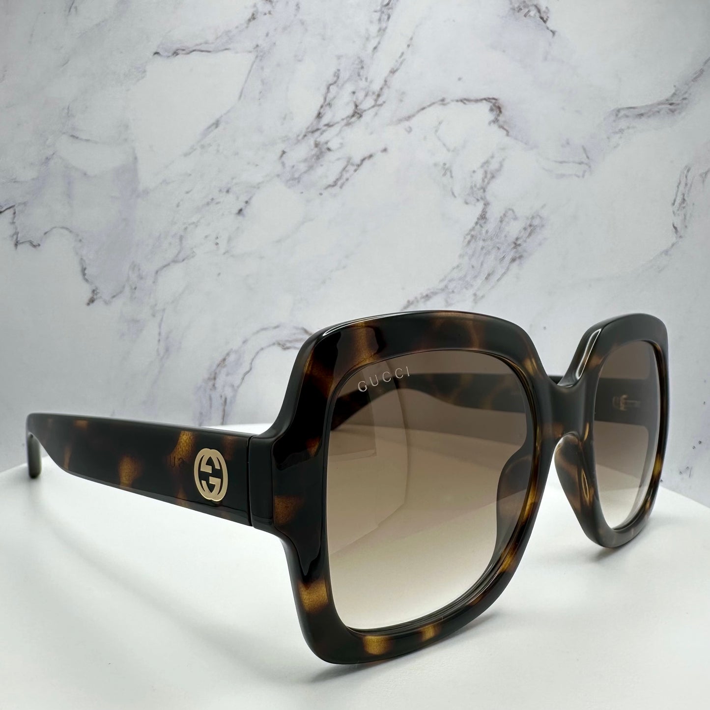 Gucci Sunglasses GG1337S 003 Brown Black Tortoise Shell Square GG Logo