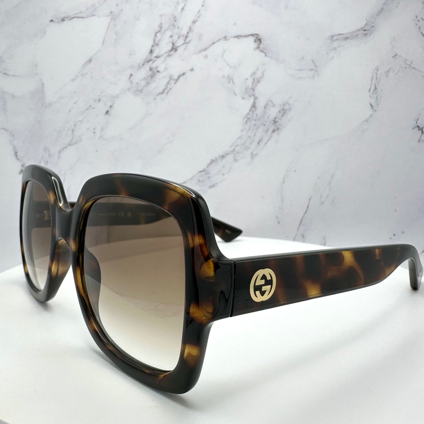 Gucci Sunglasses GG1337S 003 Brown Black Tortoise Shell Square GG Logo