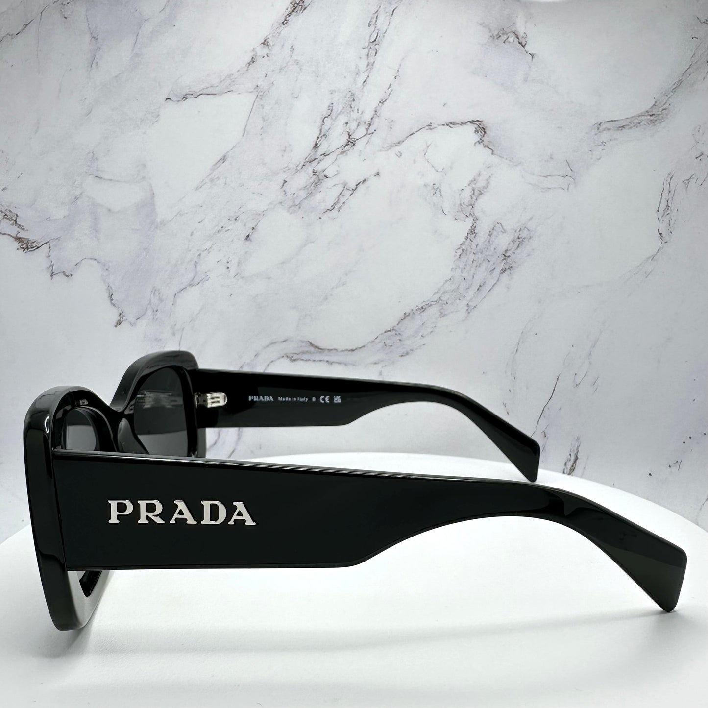 PRADA Sunglasses Black Silver Logo SPRA08