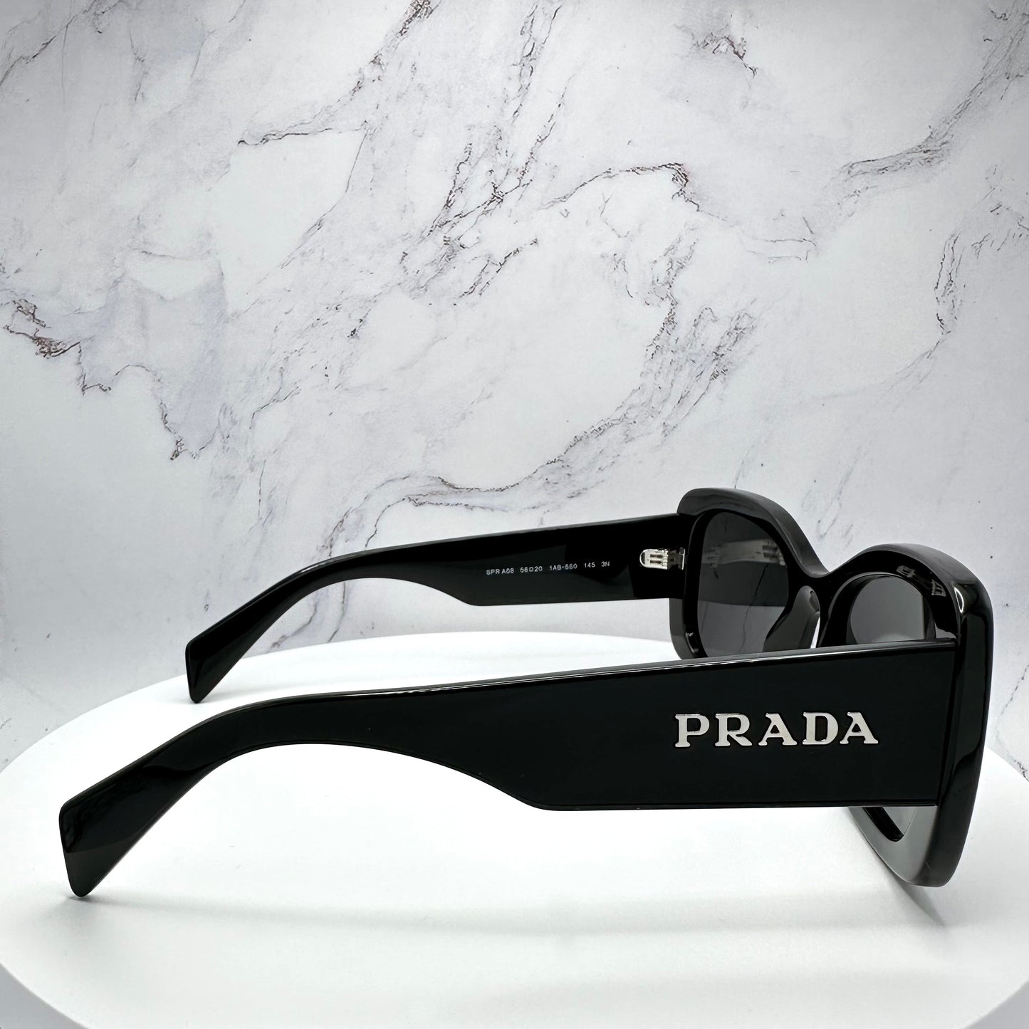 PRADA Sunglasses Black Silver Logo SPRA08