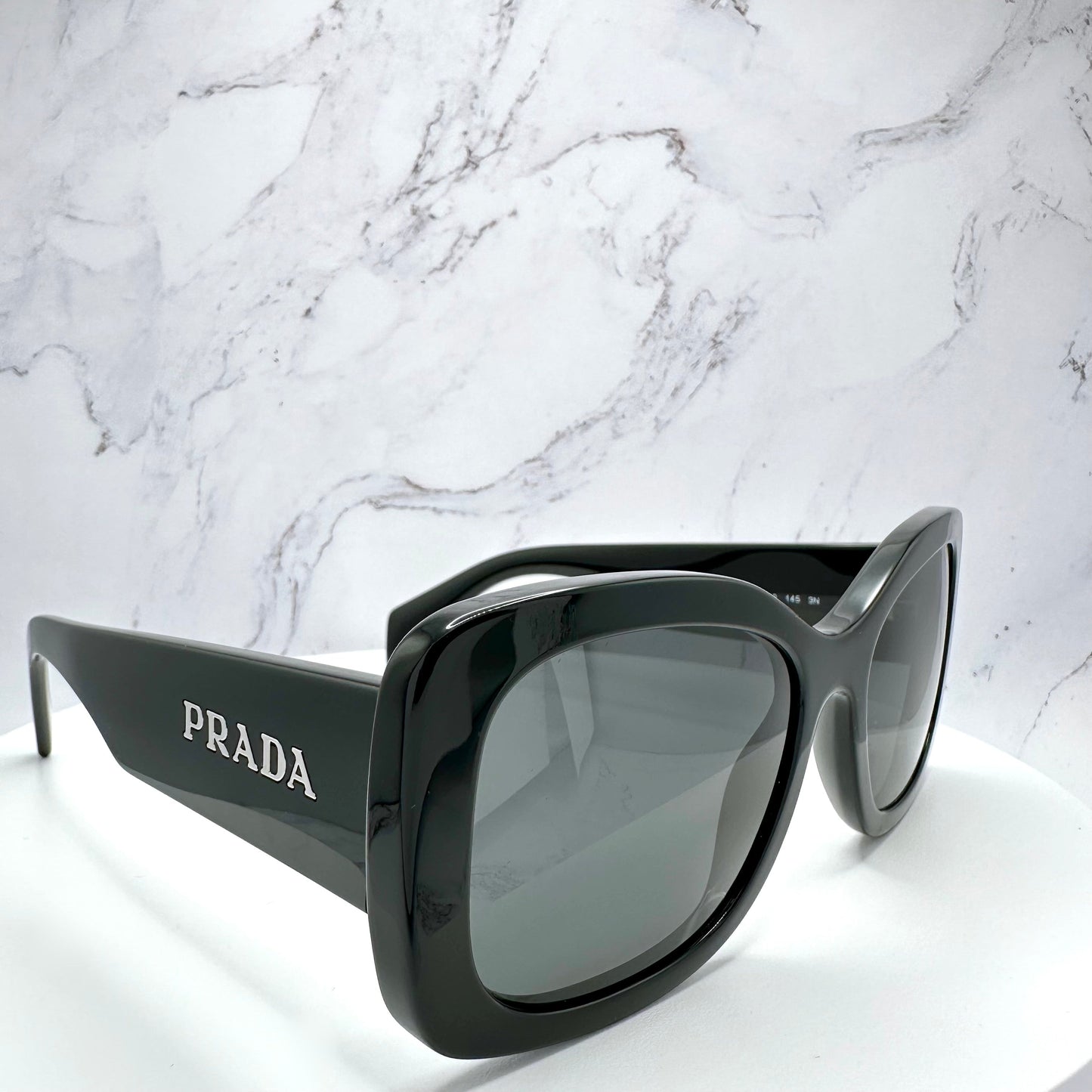 PRADA Sunglasses Black Silver Logo SPRA08