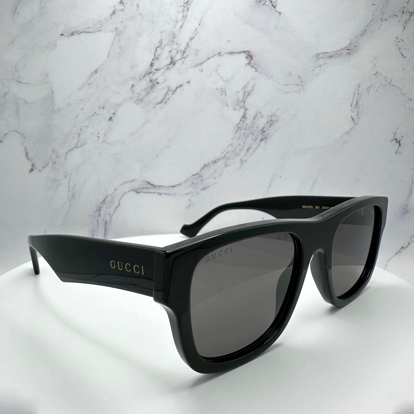 Gucci Sunglasses GG1427S Black Square Gold Logo