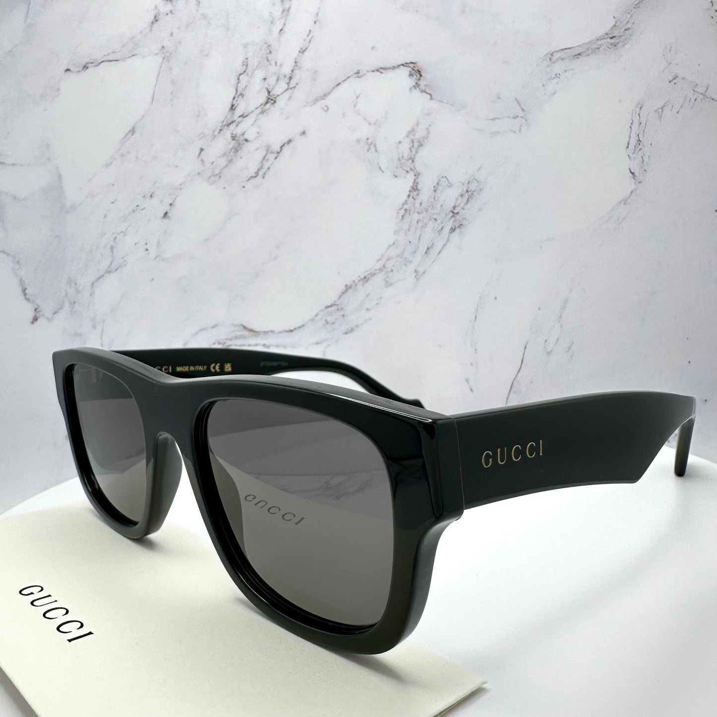 Gucci Sunglasses GG1427S Black Square Gold Logo