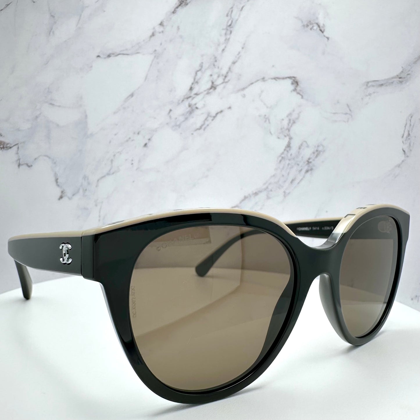 Chanel Black & Beige CHANEL Letter Logo CH5414 Sunglasses