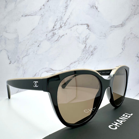 Chanel Black & Beige CHANEL Letter Logo CH5414 Sunglasses