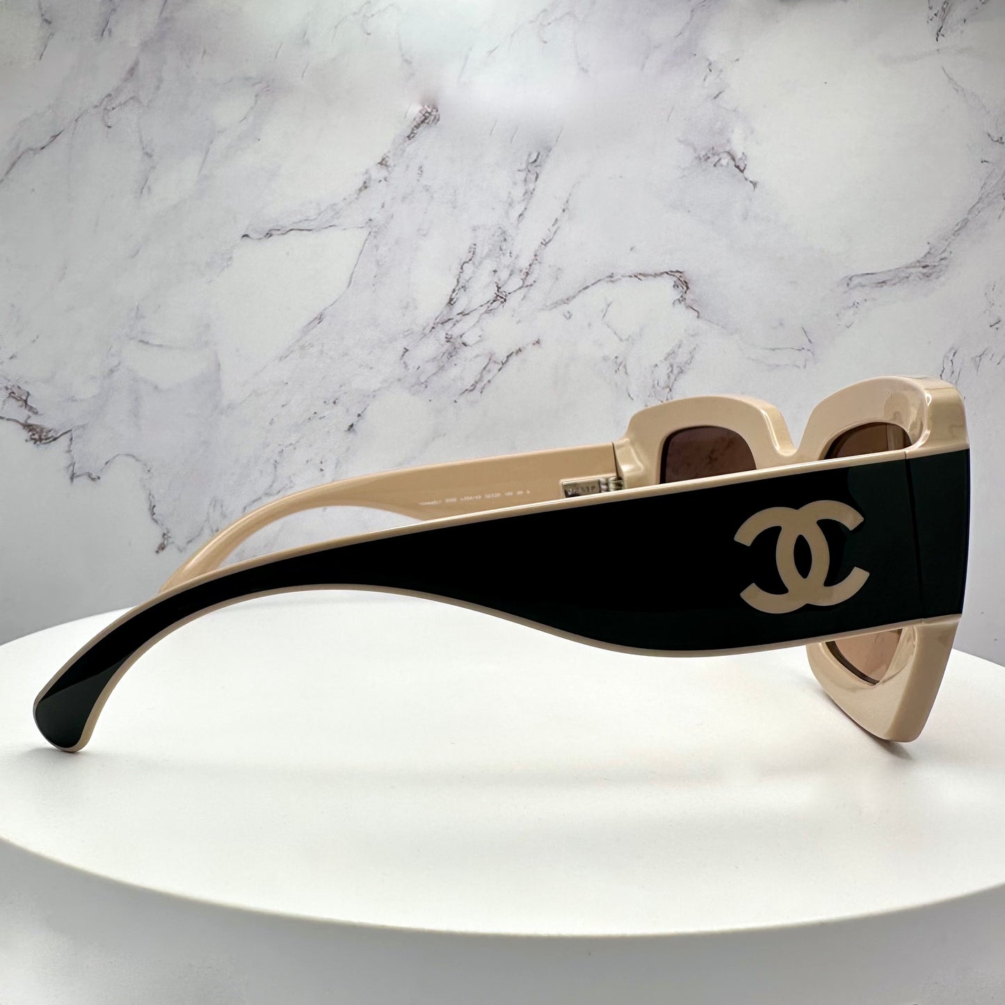 Chanel Sunglasses Black Beige Square CC Logo CH6059